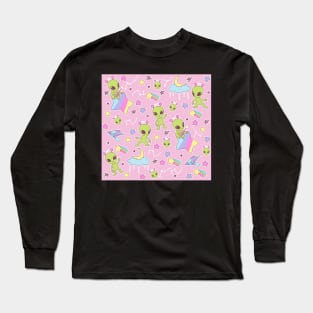 Pastel Pink Aliens Long Sleeve T-Shirt